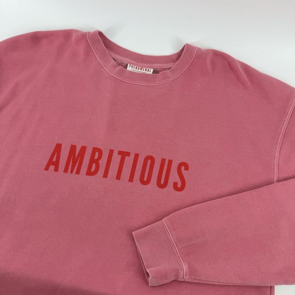 Phenomenal Ambitious Crewneck Pullover Sweatshirt Women’s XL Pink Graphic